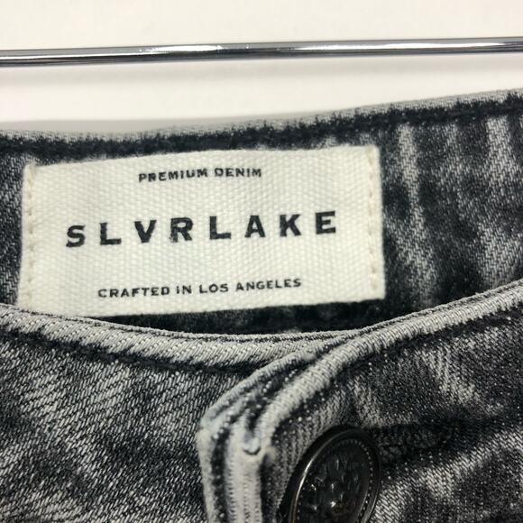 SLVRLAKE Women's Loulou Cropped Distressed Mid-rise Slim-leg Jeans Gray Size 29 - Picture 6 of 14
